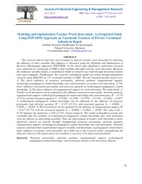 Modeling and Optimization Teacher Work Innovation: An Empirical Study Using POP-SDM Approach on Vocational Teachers of Private Vocational  Schools in Depok