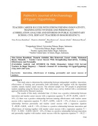 Teacher Career Success With Strengthening Innovativity, Training Effectiveness And Personality (Correlation Analysis And Sitorem On Public Elementary  School Civil Servant Teachers In Bogor Regency)