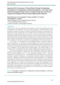 Improving The Performance Of School Heads Through Strengthening Commitments To Organizations, Emotional Intelligence, And Achievement Motivation (Empirical Study Using Correlational Approach And Sitorem  Analysis On Principals Of Private Junior High Schools In Bekasi)