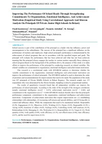 Improving The Performance Of School Heads Through Strengthening Commitments To Organizations, Emotional Intelligence, And Achievement Motivation (Empirical Study Using Correlational Approach And Sitorem  Analysis On Principals Of Private Junior High Schools In Bekasi)