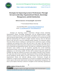 Strategies for Improving Lecturer Performance Through Servant Leadership, OrganizationalClimate, Knowledge Management, and Job Satisfaction