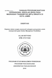 Evaluasi Pelaksanaan Program Bantuan Operasional Sekolah (BOS) Pada Madrasah Tsanawiyah (MTs) Swasta Di Kota Jambi