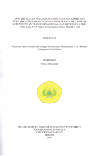 Analisis Sequential Explanatory tentang Komitmen terhadap Organisasi ditinjau dari Budaya Organisasi, Kepemimpinan Transformasional, dan Kepuasan Kerja : pada guru SMPN di Kabupaten Bener Meriah Aceh