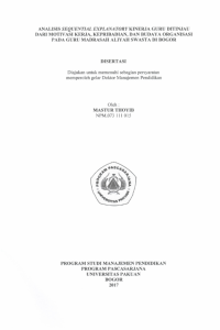 Analisis Sequential Explanatory Kinerja Guru ditinjau dari Motivasi Kerja, Kepribadian, dan Budaya Organisasi pada Guru Madrasah Aliyah Swasta di Bogor