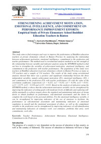 STRENGTHENING ACHIEVEMENT MOTIVATION, EMOTIONAL INTELLIGENCE, AND COMMITMENT ON PERFORMANCE IMPROVEMENT EFFORTS:  Empirical Study of Private Elementary School Buddhist  Education Teachers in Banten
