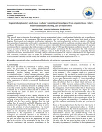 Sequential explanatory analysis on teachers' commitment investigated from organizational culture, transformational leadership, and job satisfaction