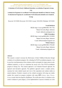 Evaluation of PAUD (Early Childhood Education) Accreditation Program in Serang City / Avaliação do Programa de Acreditação PAUD (Educação Infantil) na Cidade de Serang Evaluación del Programa de Acreditación PAUD (Educación Infantil) en la Ciudad de Serang