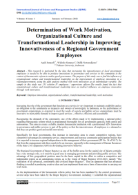 The Role of Organizational Culture and Transformational Leadership on Work Motivation in a Regional Government Employees