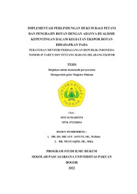 Image of Implementasi Perlindungan Hukum terhadap Petani dan Pengrajin Rotan dalam Kegiatan Ekspor Rotan Berdasarkan Peraturan Menteri Perdagangan RI No. 45 2019 tentang Barang dilarang Ekspor