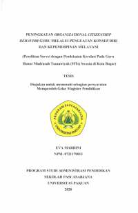 Peningkatan Organizational Citizenship Behavior Guru Melalui penguatan Konsep Diri dan Kepemimpinan Melayani: penelitian survei dengan pendekatan korelasi pada guru honor madrasah tsanawiyah (MTs) Swasta di Kota Bogor