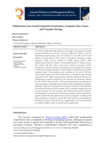 Indonesian Case: Good Corporate Governance, Company Size, Taxes, and Transfer Pricing