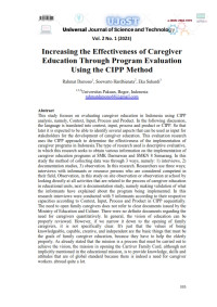Image of Increasing the Effectiveness of Caregiver Education Through Program Evaluation Using the CIPP Method