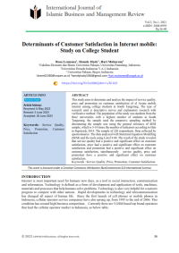 Determinants of Customer Satisfaction in Internet mobile:  Study on College Student