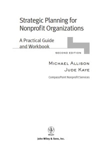 Strategic Planning for Nonprofit Organizations : A Practical Guide and Workbook