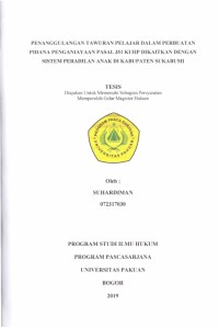 penanggulangan Tawuran Pelajar Dalam Perbuatan Pidana Penganiayaan Pasal 351 KUHP dikaitkan Dengan Sistem Peradilan Anak di Kabupaten Sukabumi