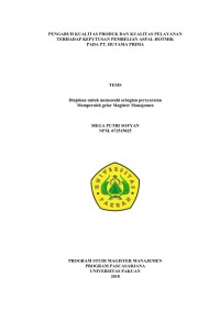 Image of Hubungan Kualitas Produk dan Kualitas Pelayanan dengan Keputusan Pembelian Aspal Hotmik pada PT. Hutama Prima
