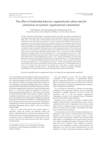 Image of The effect of leadership behavior, organizational culture and job satisfaction on teachers organizational commitment