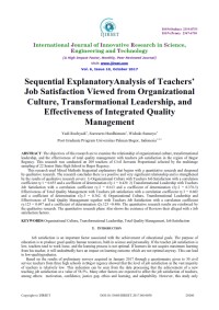 Image of Sequential ExplanatoryAnalysis of Teachers’ Job Satisfaction Viewed from Organizational Culture, Transformational Leadership, and Effectiveness of Integrated Quality Management