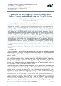 Improving Teacher Performance through Organizational  Culture, Transformational Leadership and Work Motivation