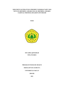 Implementasi Peraturan Presiden Nomor 86 Tahun 2018 Tentang Reforma Agraria dalam Reforma Agraria Nasional Indonesia di Kabupaten Bogor
