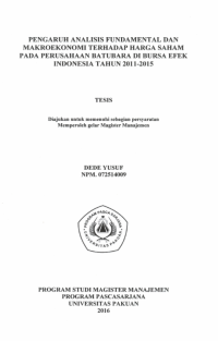 Pengaruh Analisis Fundamental Dan Makronomi Terhadap Harga Saham Pada Perusahaan Batubara Di Bursa Efek Indonesi Tahun 2011-2015