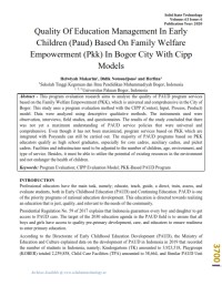 Image of Quality Of Education Management In Early Children (Paud) Based On Family Welfare Empowerment (Pkk) In Bogor City With Cipp Models