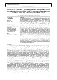 Image of Increasing Job Satisfaction Through Strengthening Situational Leadership,  Organizational Culture, And The Need For Achievement:Empirical Study  On Private Junior High School Teachers In South Jakarta