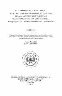 Analisis Sequential Explanatory Komitmen terhadap Organisasi ditinjau dari Budaya Organisasi Kepemimpinan Transformasional dan Kepuasan Kerja di Lingkungan Guru Tetap Yayasan SMA Swasta Kota Sukabumi
