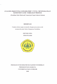 Analisis Sequential Exploratory untuk Meningkatkan Komitmen Guru Terhadap Profesi: panalitian pada Madrasah Tsanawiyah Negeri Jakarta Selatan