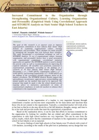 Increased Commitment to the Organization through Strengthening Organizational Culture, Learning Organization and Personality (Empirical Study Using Correlational Approach and SITOREM Analysis on State Senior High School Teachers in East Jakarta)