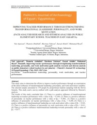 Improving Teacher Performance Through Strengthening Transformational Leadership, Personality, And Work Motivation (Path Analysis Research And Sitorem Analysis On Public Elementary School Teachers In East Jakarta)